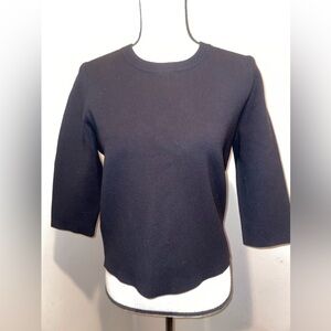 ANN TAYLOR SMALL PETITE SWEATER PULL OVER & ZIPPER BLACK WOMENS STRETCH